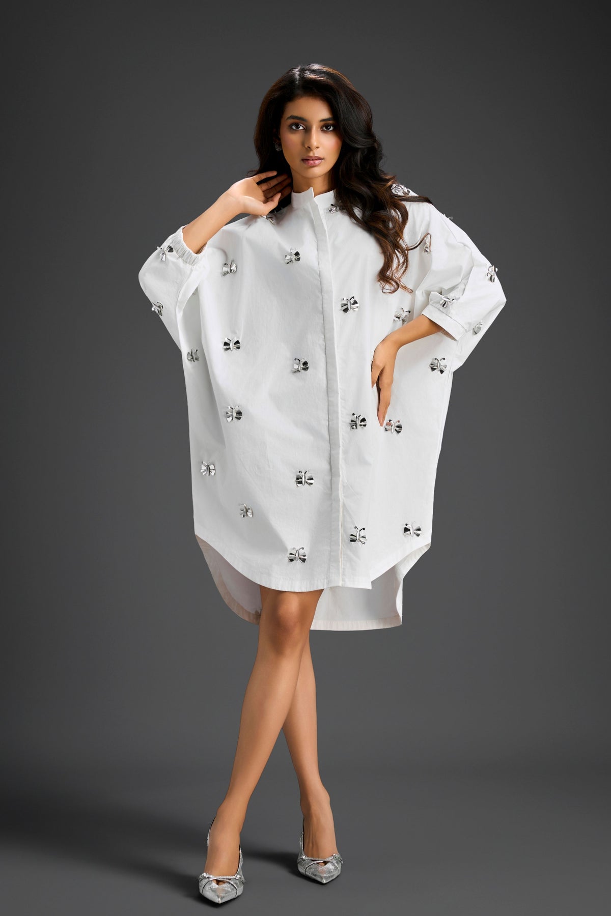 White Oversized Cotton Shirt Dress