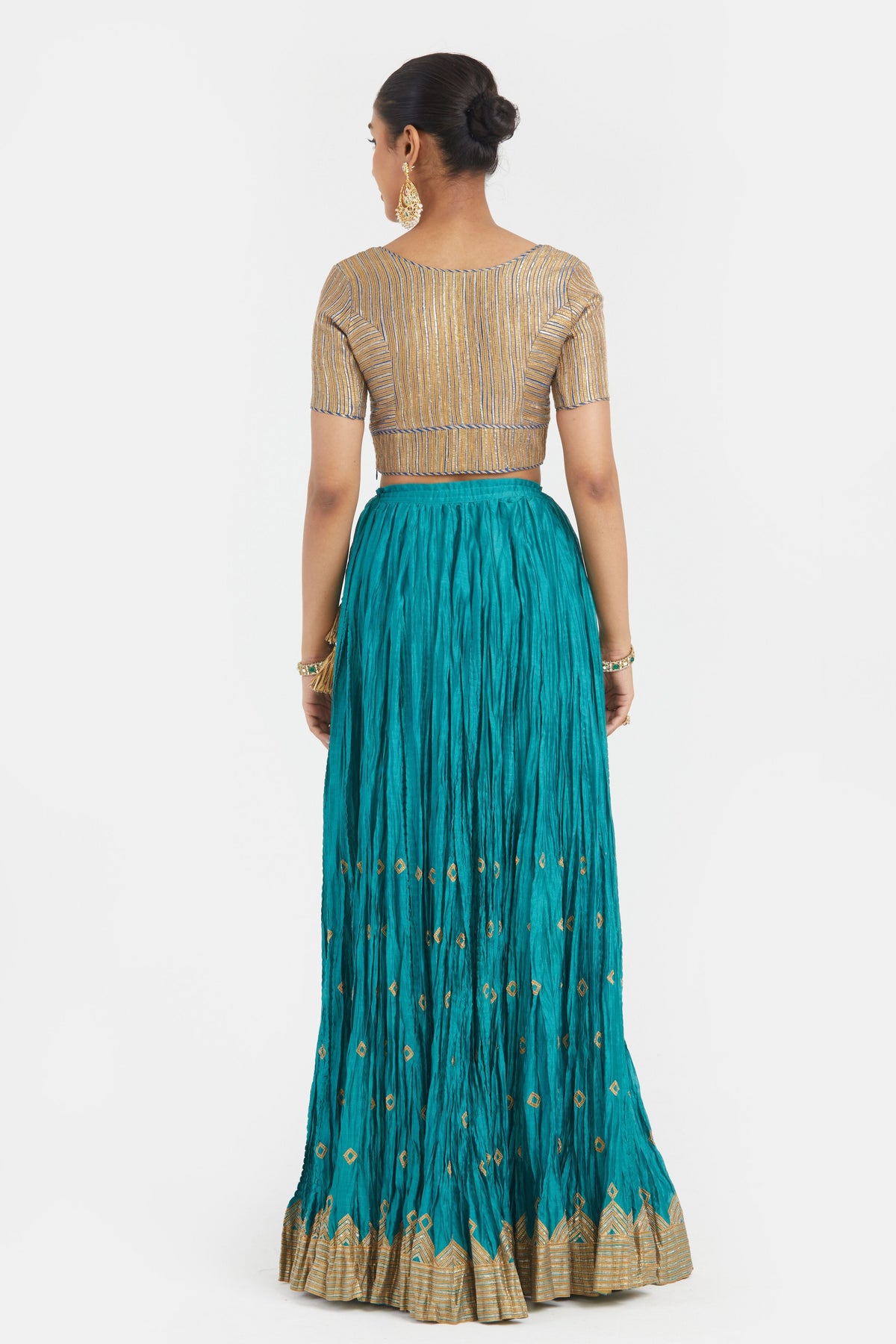 Blue Chanderi Lehenga Set
