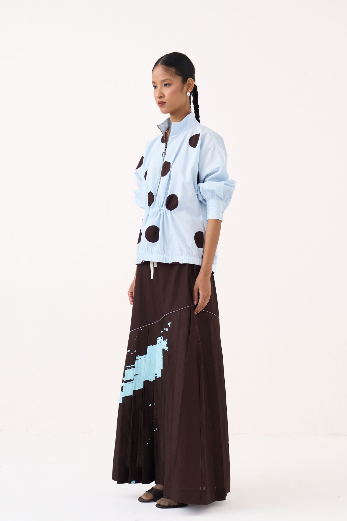 Splash Print Pleated Skirt