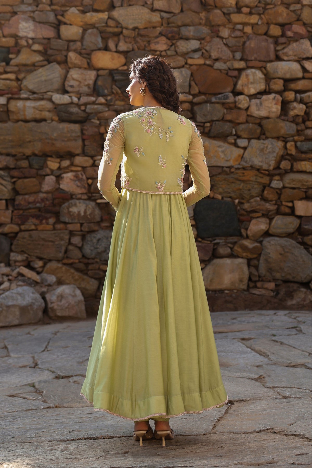 Vaayu Green Koti Anarkali Set
