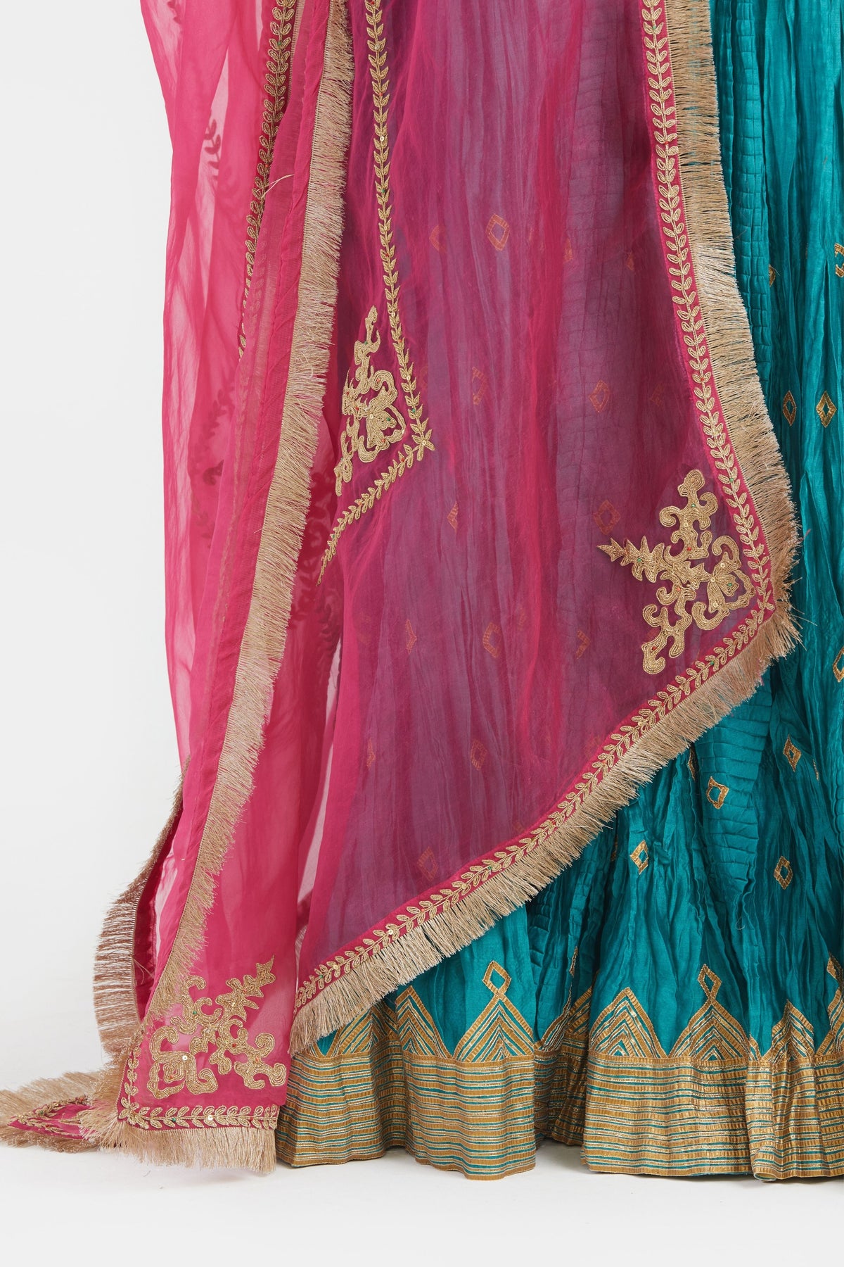 Blue Chanderi Lehenga Set