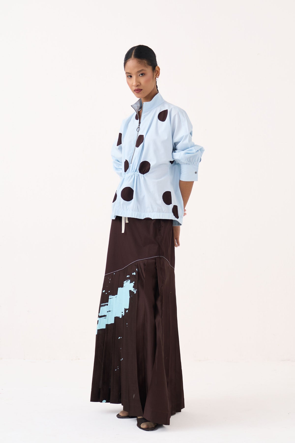 Splash Print Pleated Skirt Set