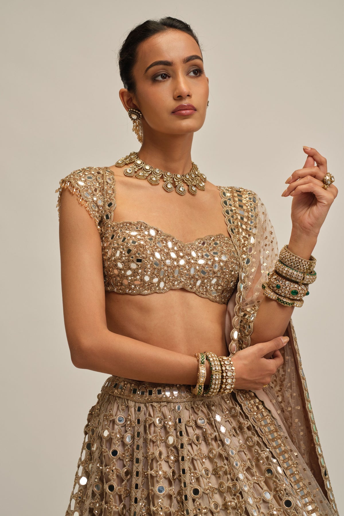 Modern Beige Lehenga Set