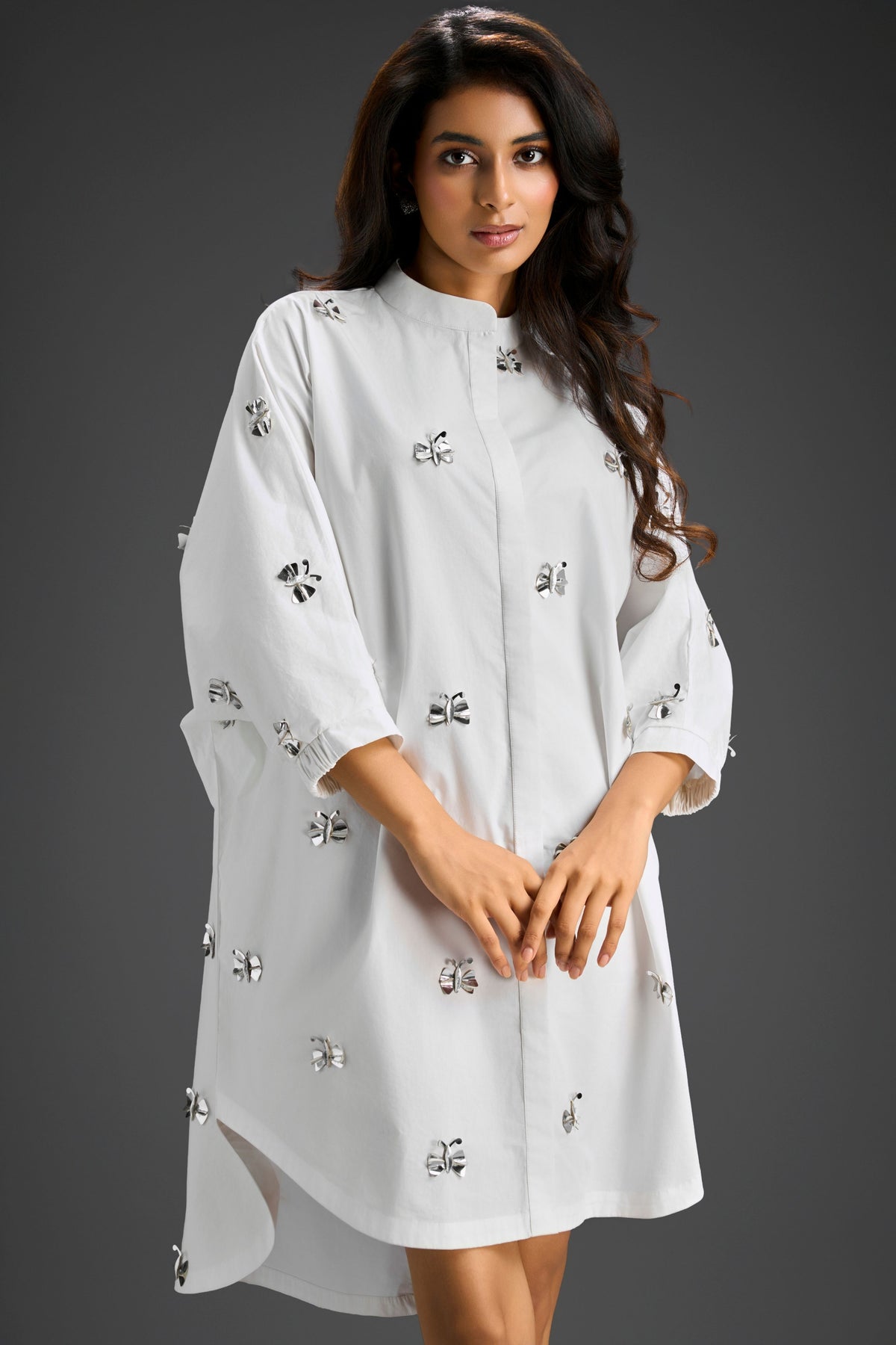 White Oversized Cotton Shirt Dress