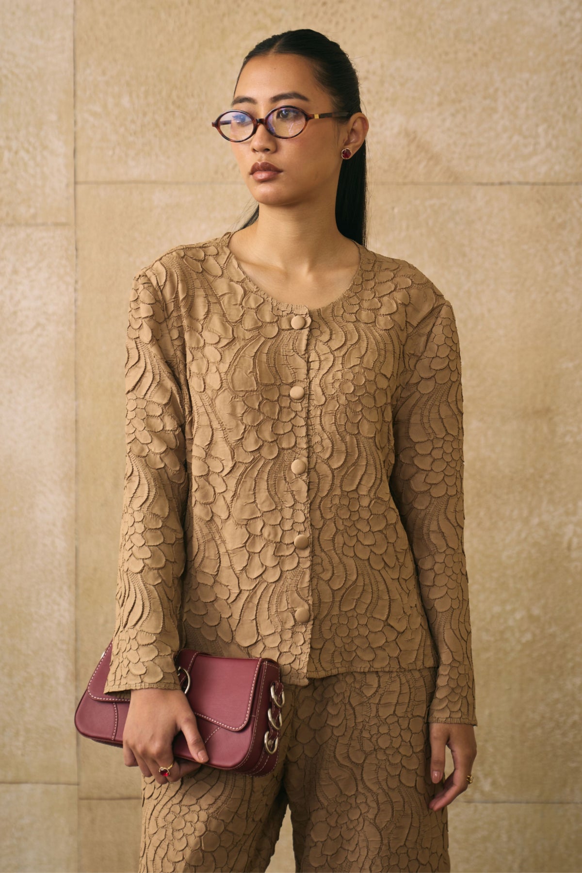 Beige Elnia Co-ord Set