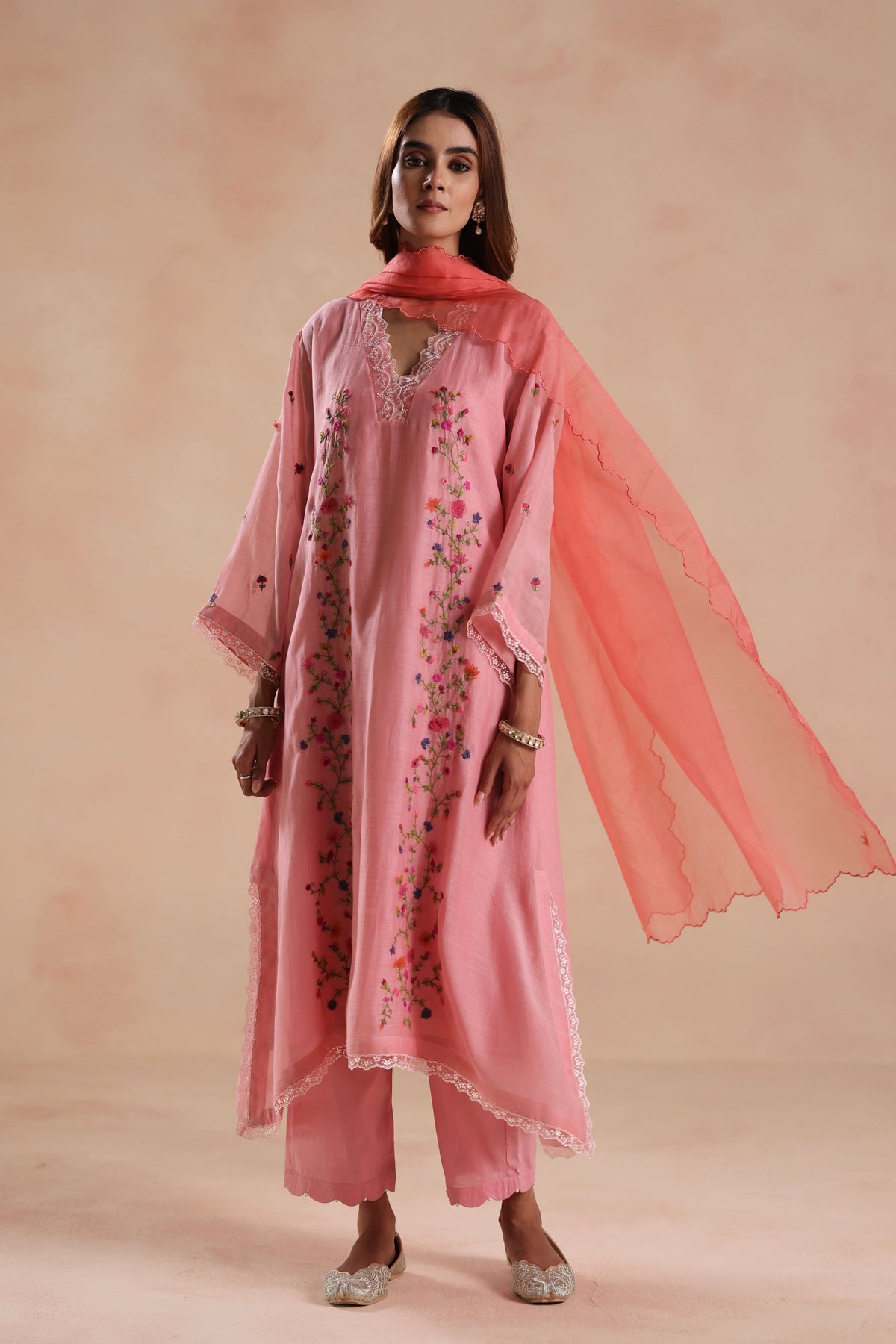 Evara Peach Kurta Set