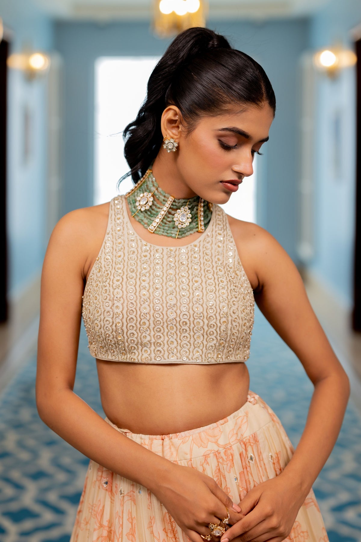 Saki Lehenga Set in Peach