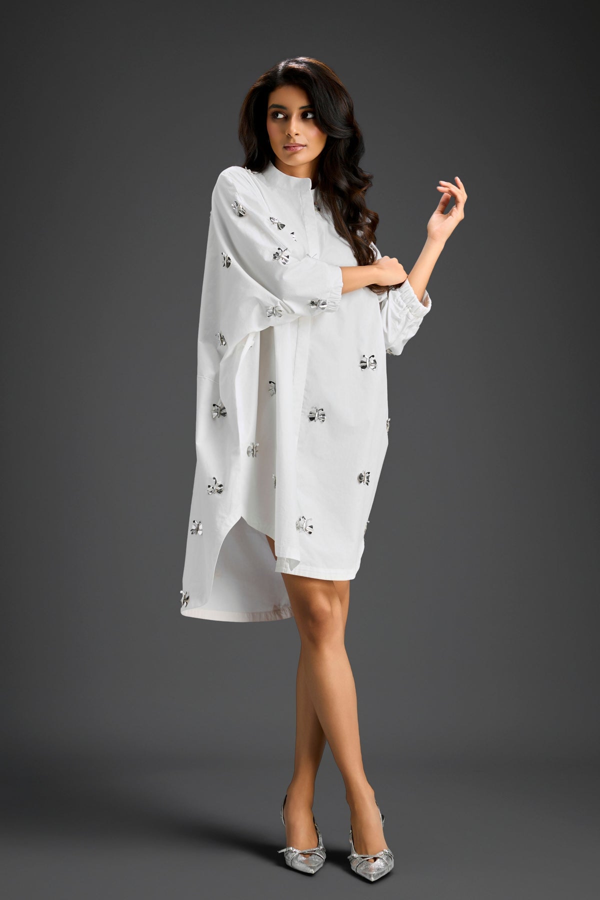 White Oversized Cotton Shirt Dress