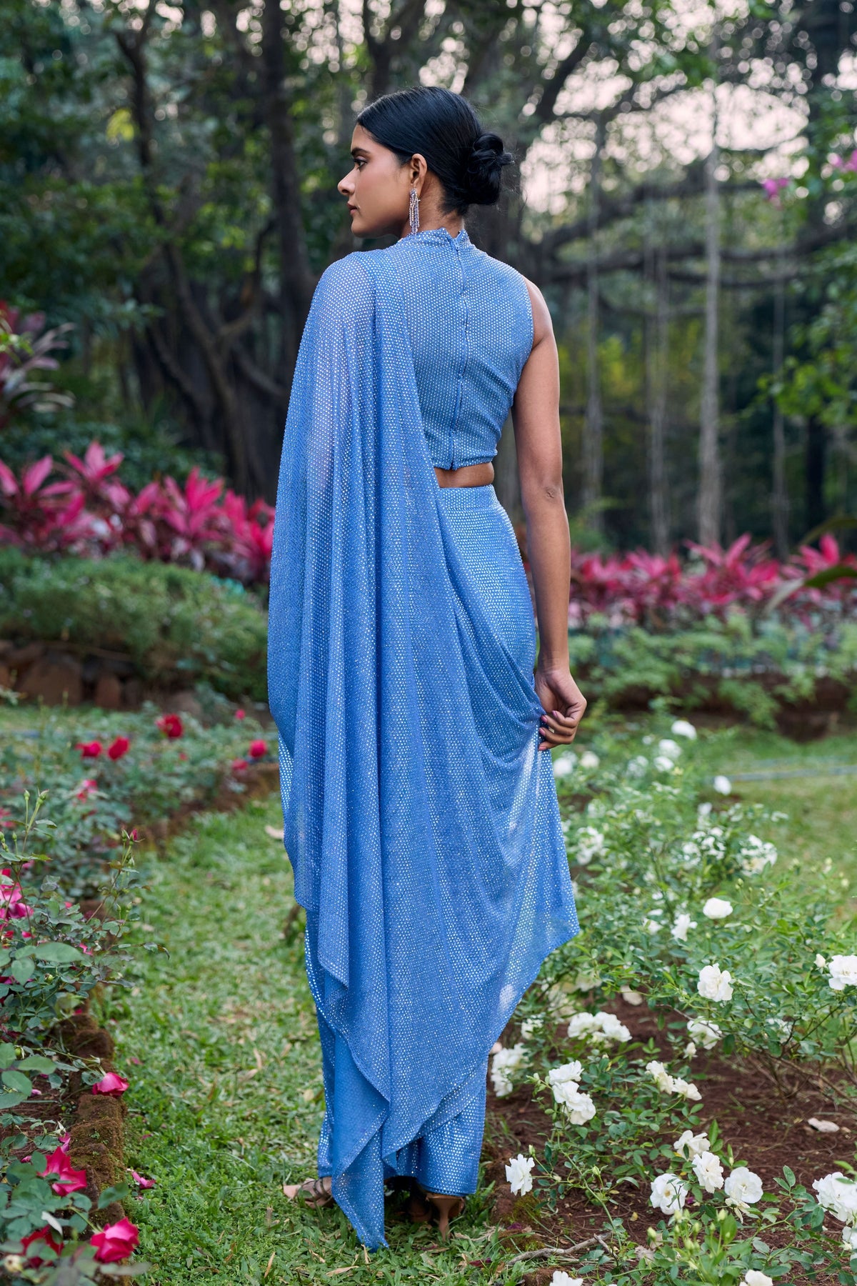 Neel Tara Crystal Draped Saree Set