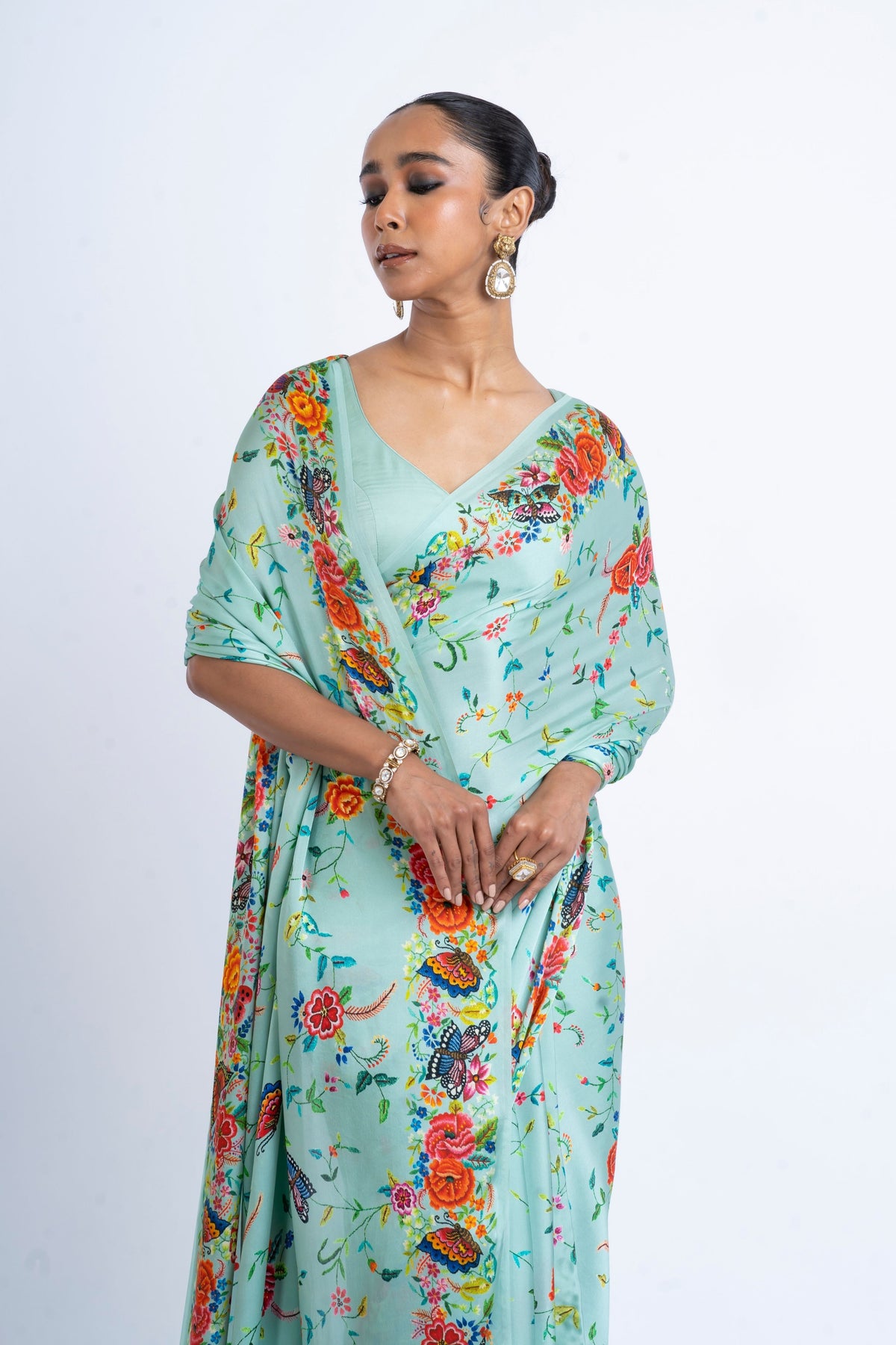 Kanchan Saree in Coral Blue