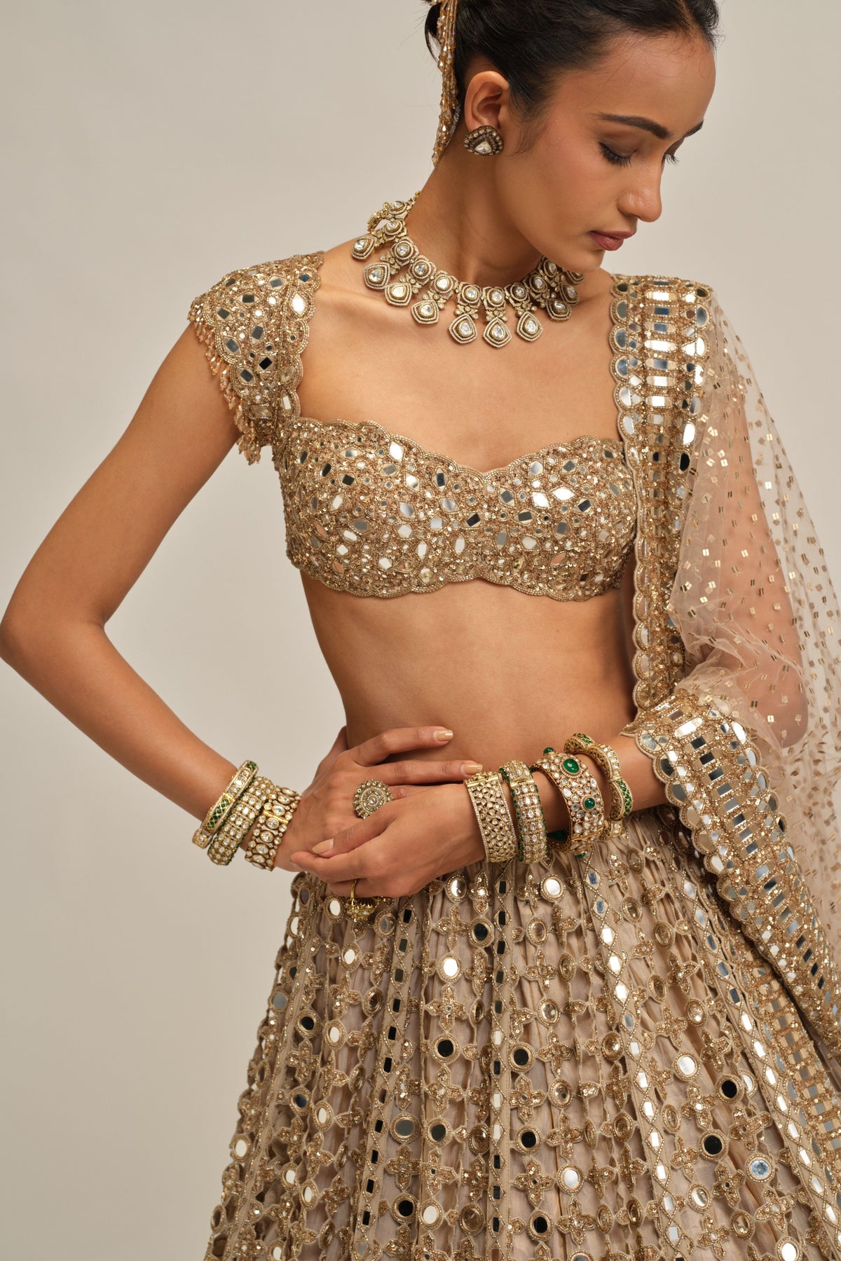 Modern Beige Lehenga Set