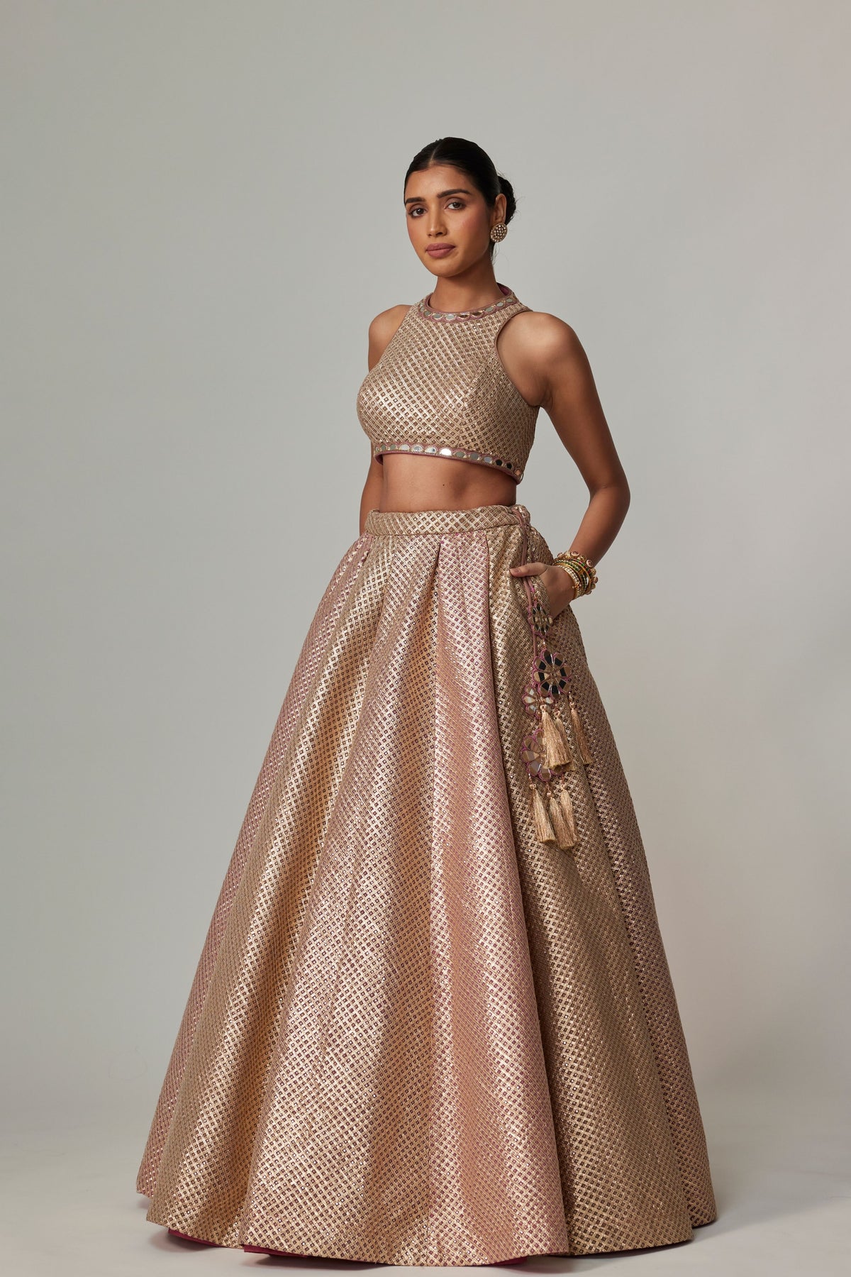 Deep Beige Multicolor Lehenga Set