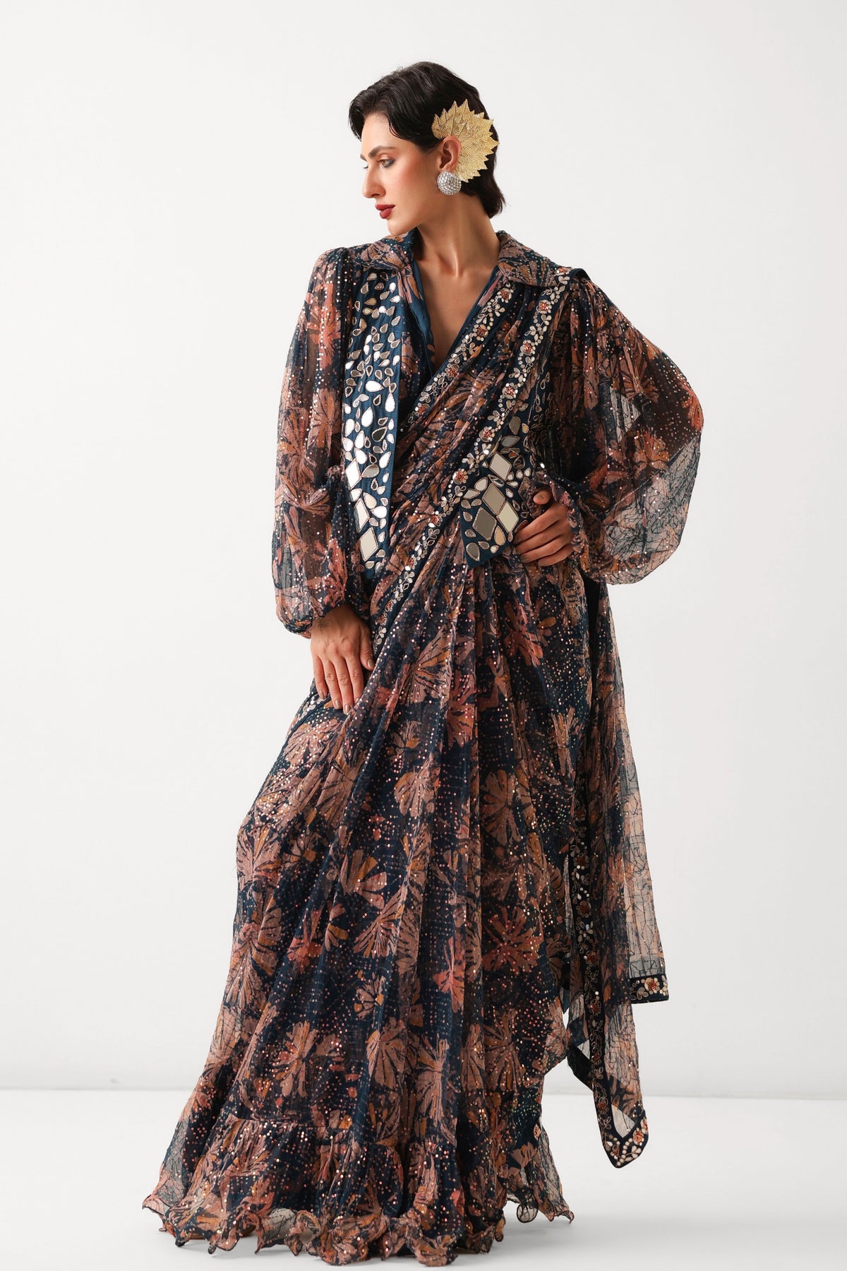 Prussian Sheesha Koti Saree