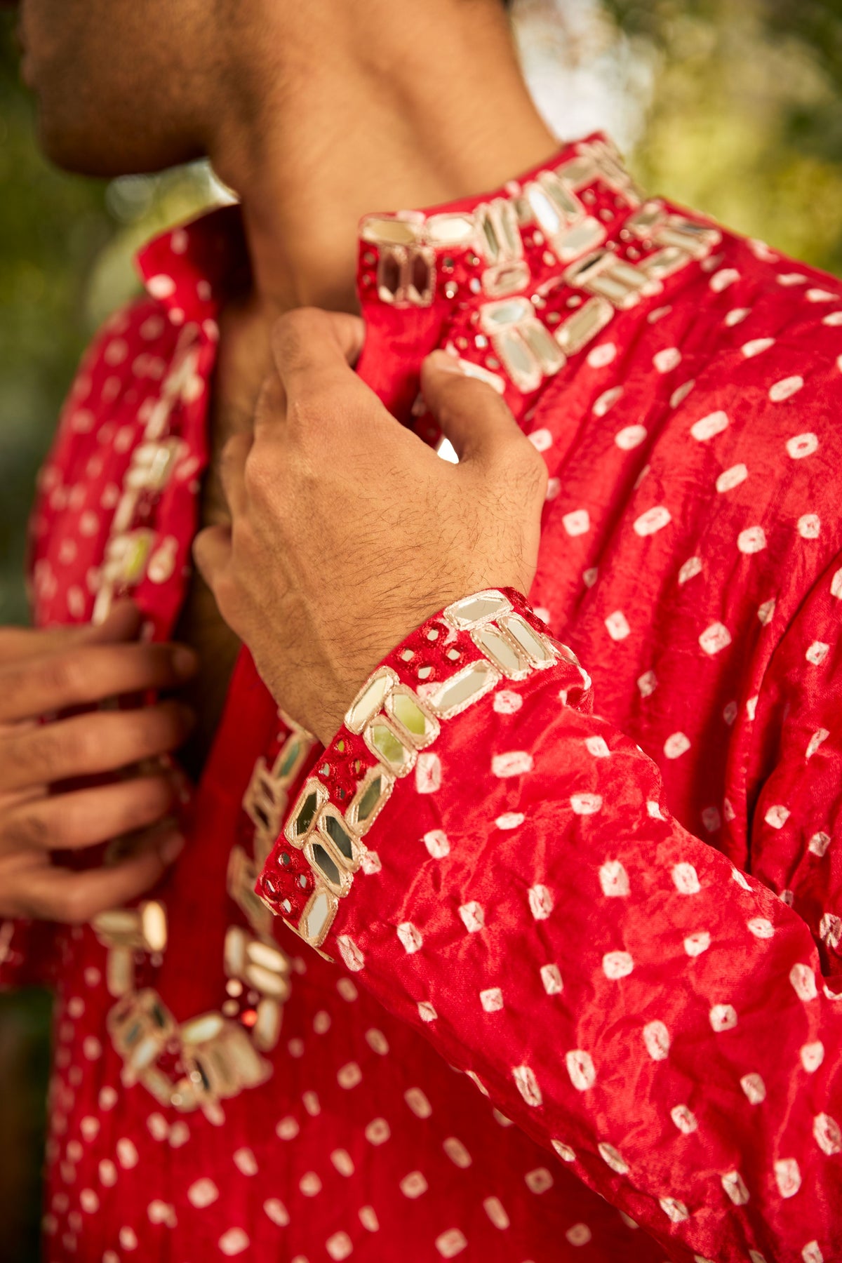 Bandhani Rabari Mirrorwork Kurta Set