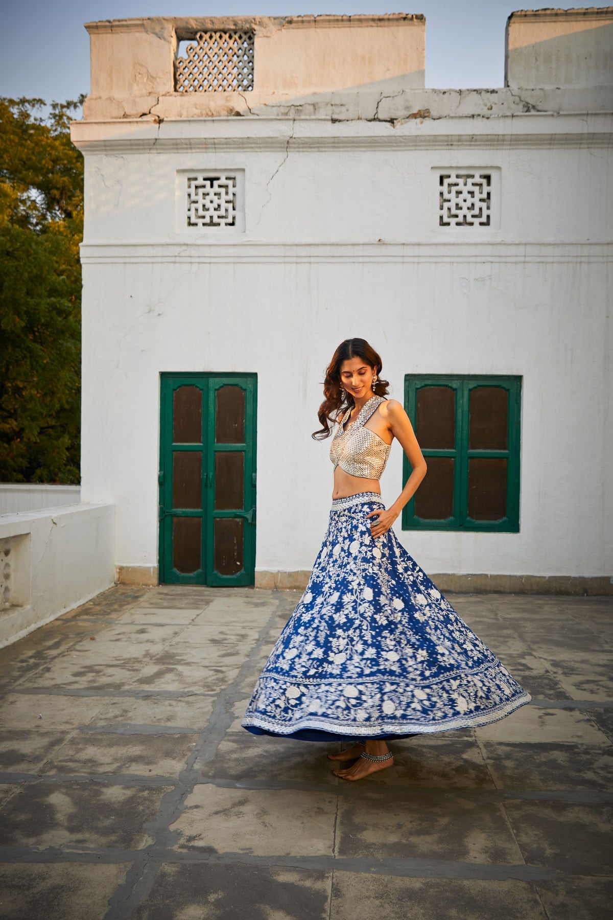 Parsi Gaara Bandhani Lehenga