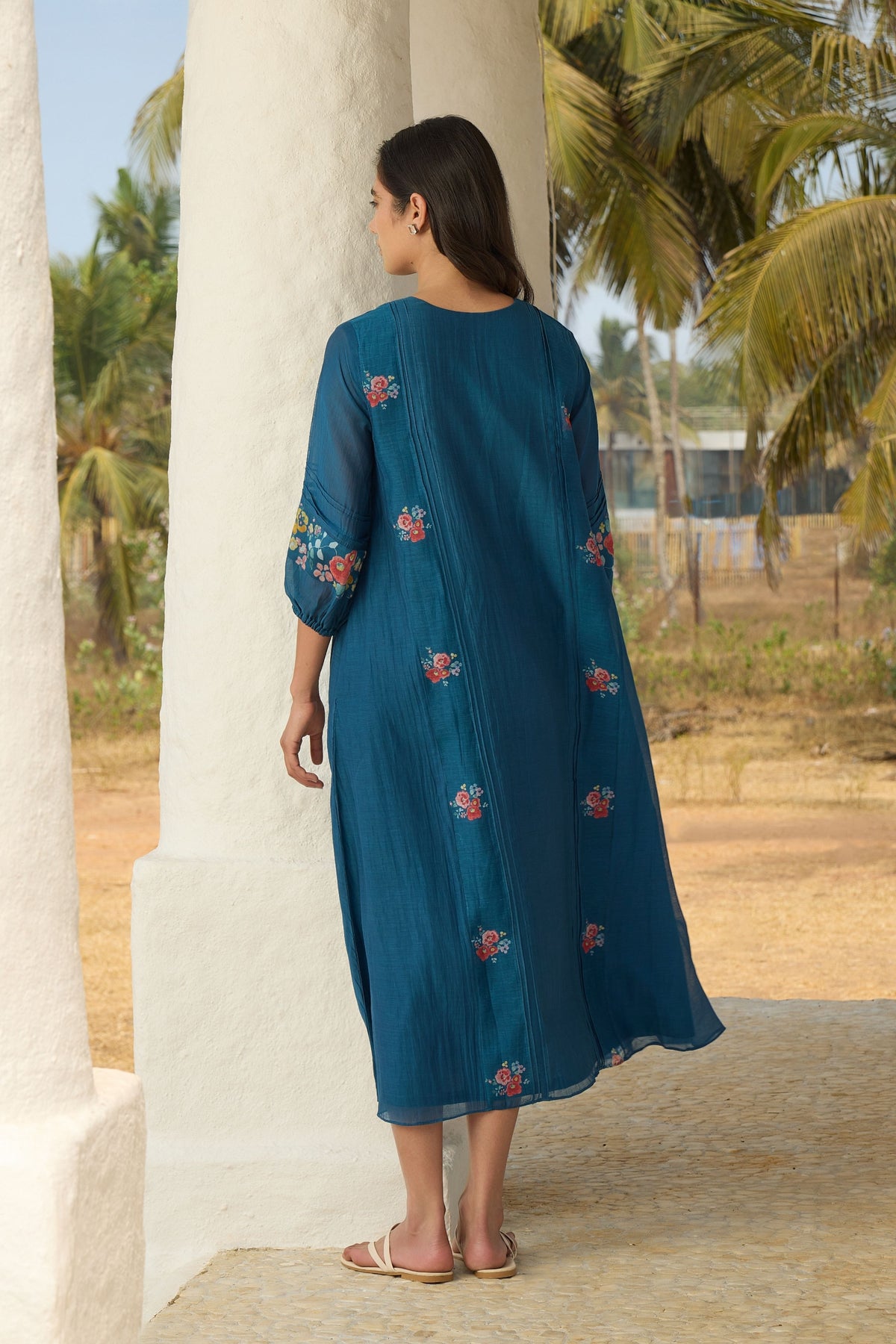 Sapphire Embroidered Floral Dress