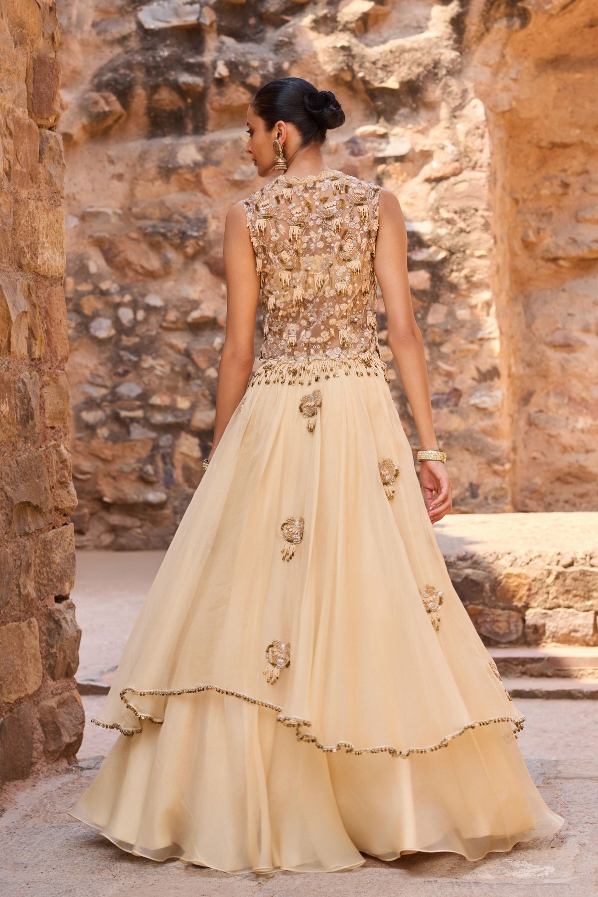 Champagne Lehenga Set