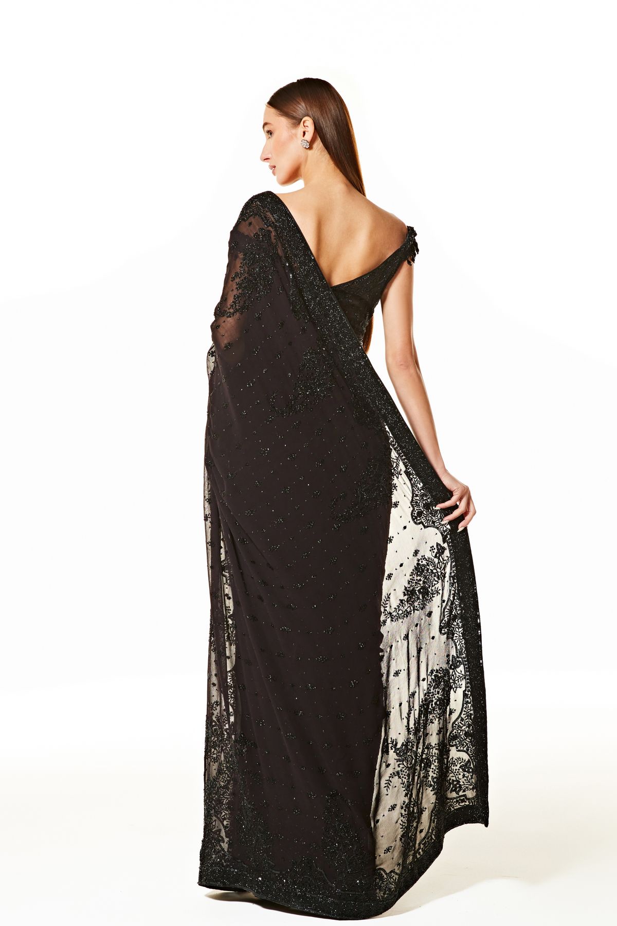 Black Zaynab Saree Set