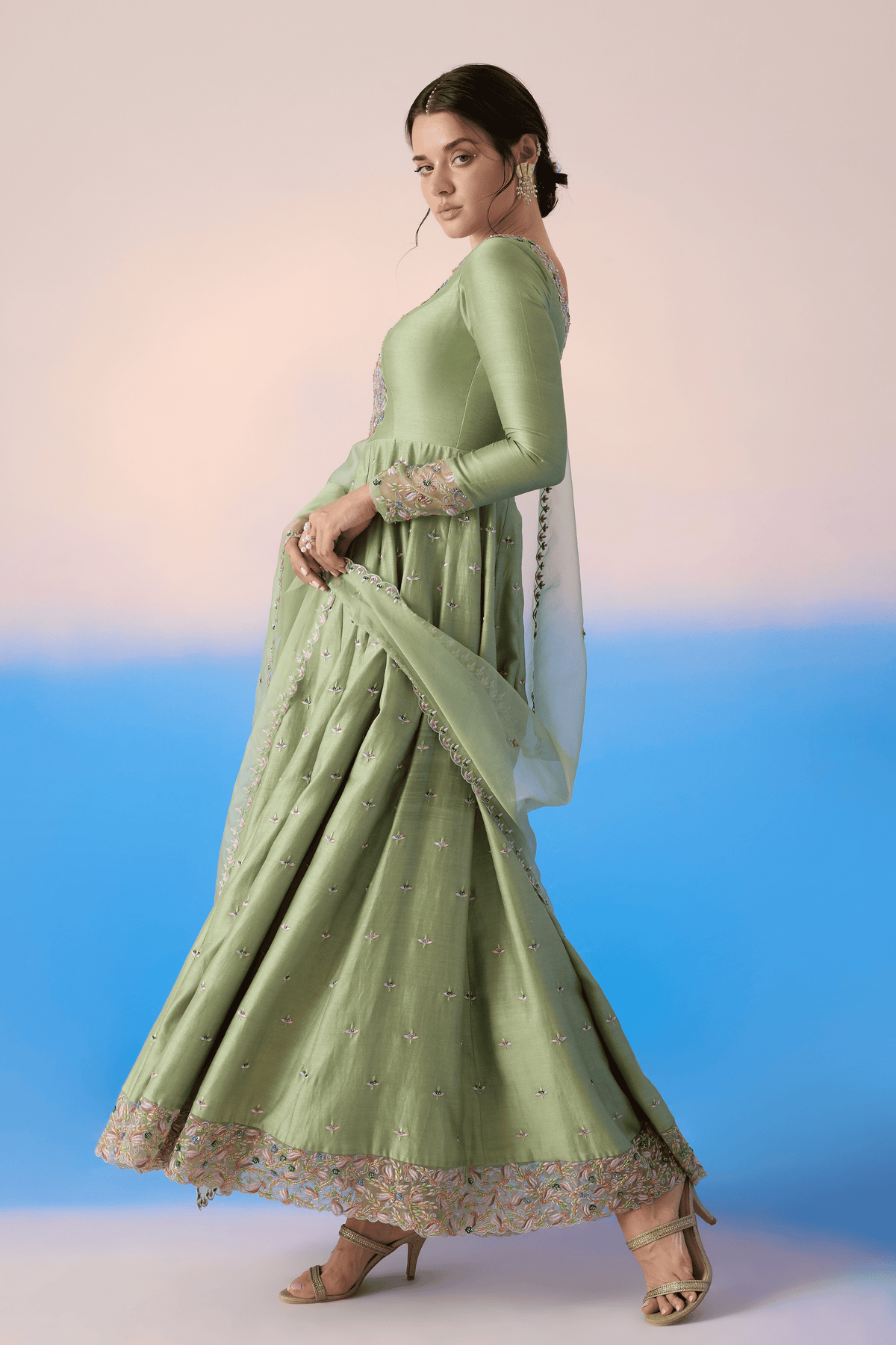 Sage Green Anarkali