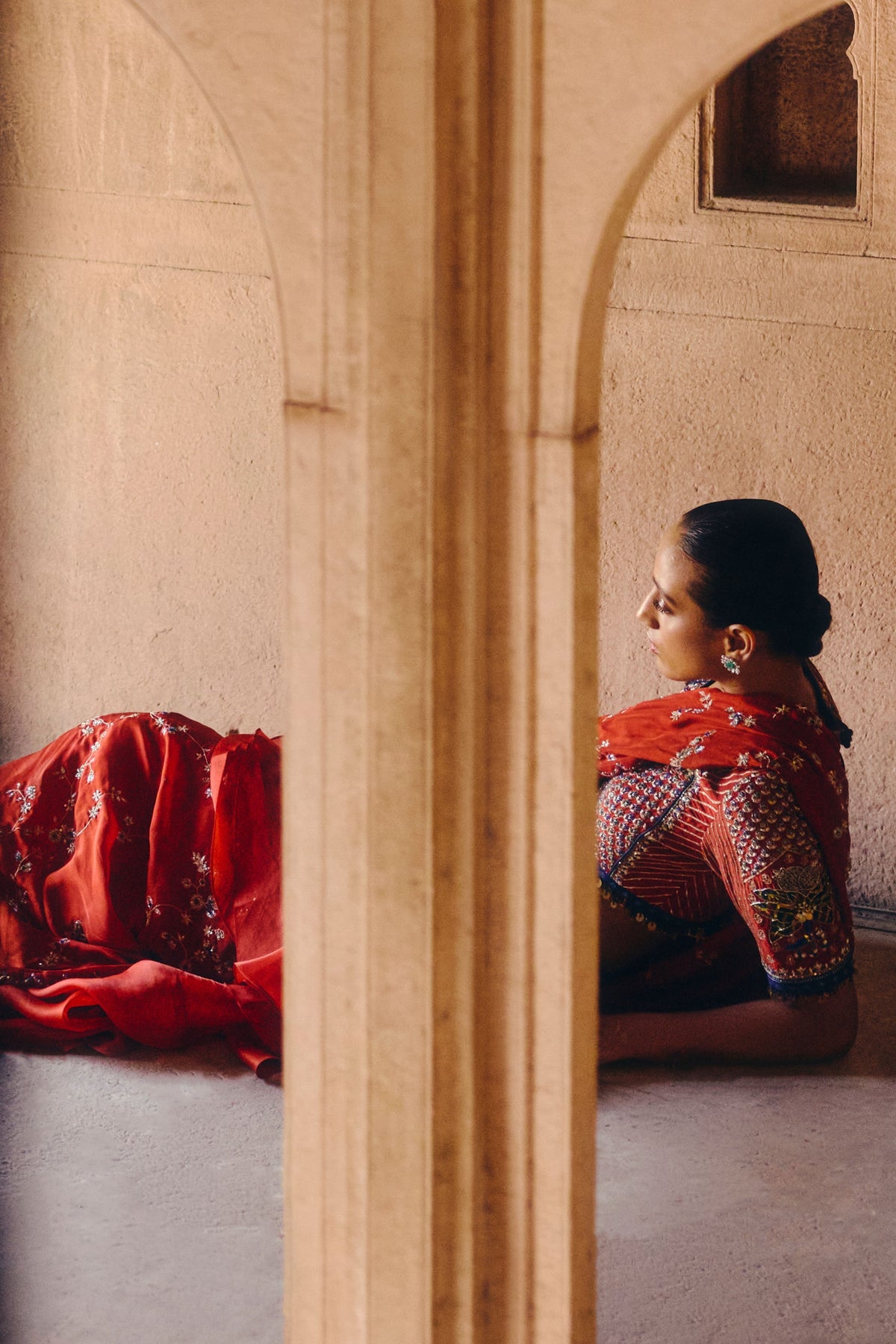 Crimson Draped Saree