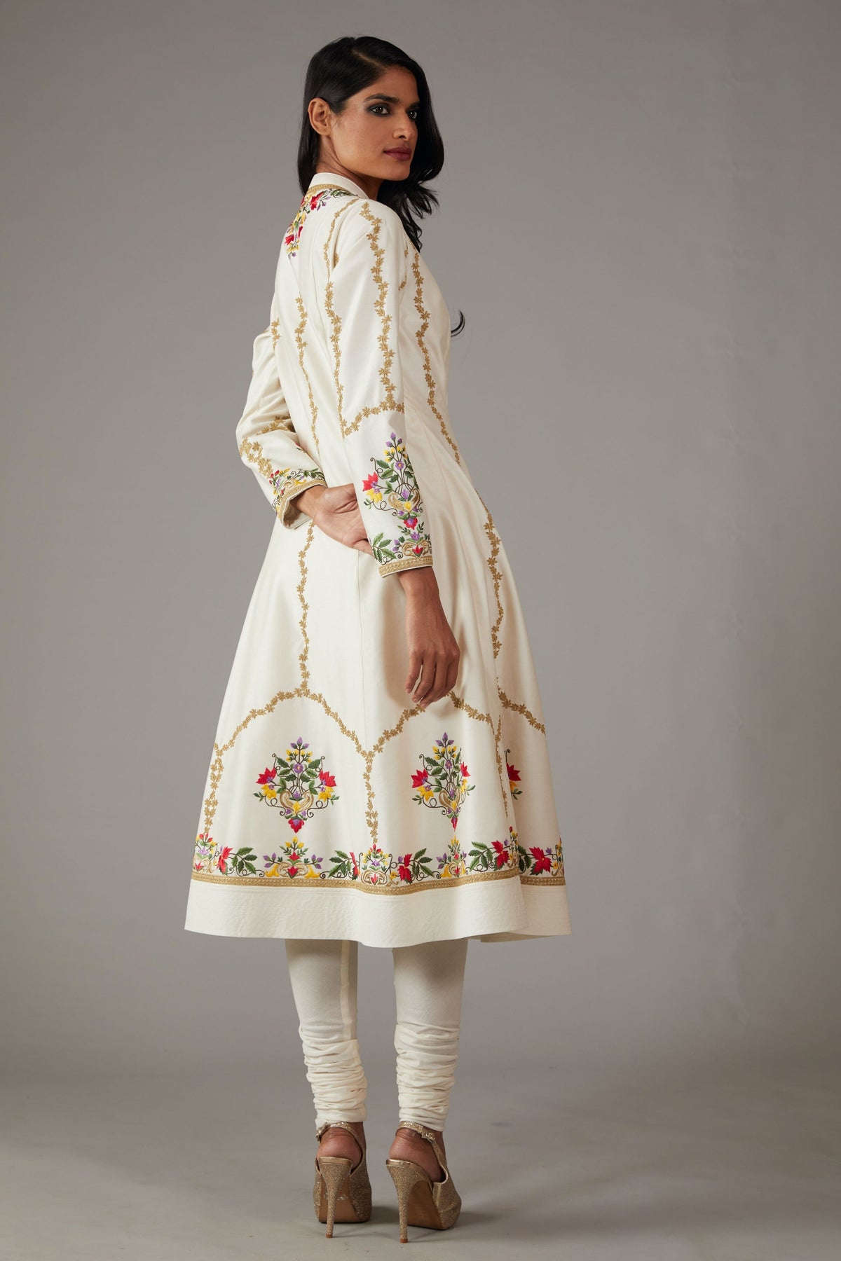 Ivory Embroidered Anarkali Set