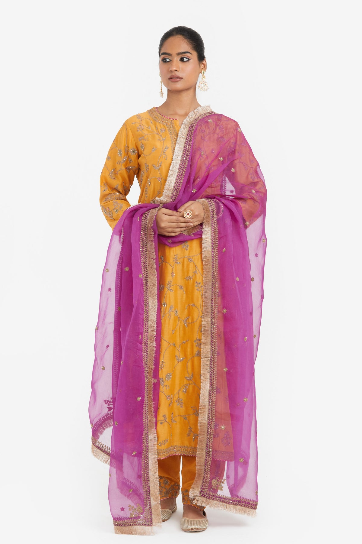 Deep Yellow Chanderi Kurta Set