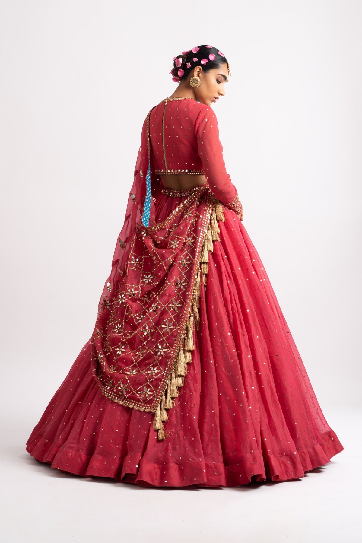 Deep coral lehenga