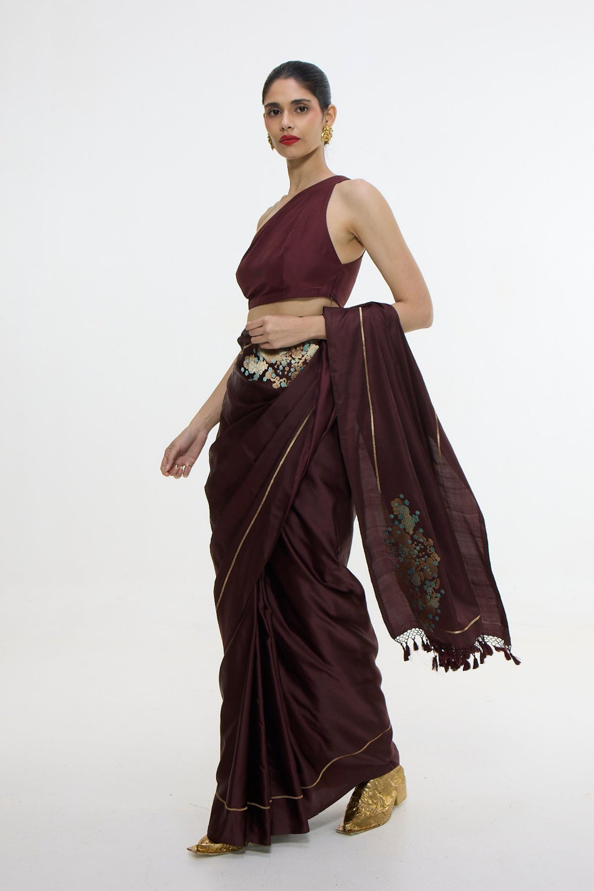 Handwoven Burgundy Saree