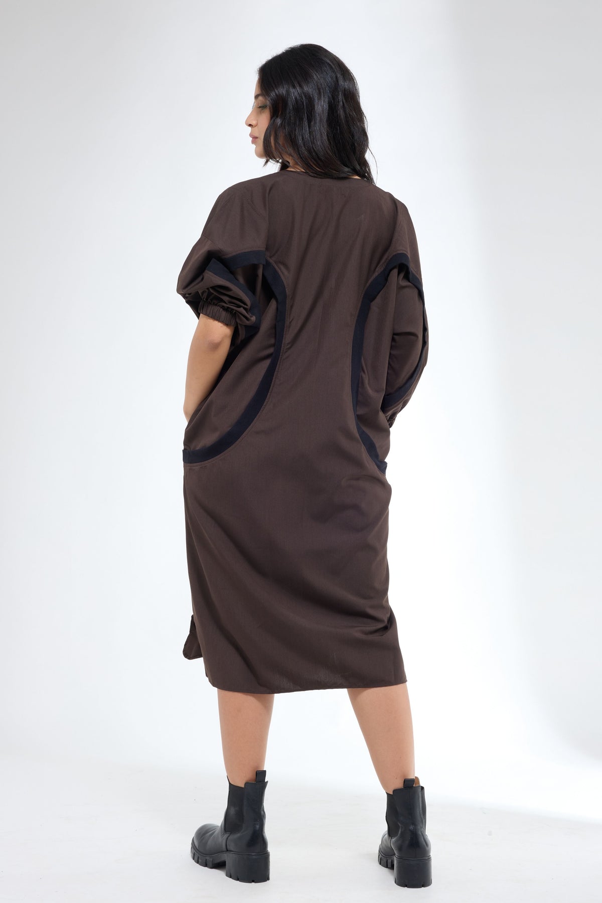 Curved Rib Brown Dress