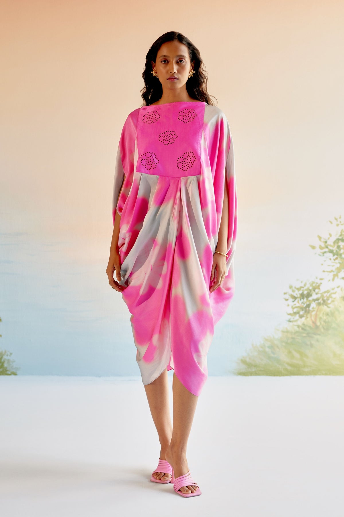 Echo Garden Pink Silk Dress