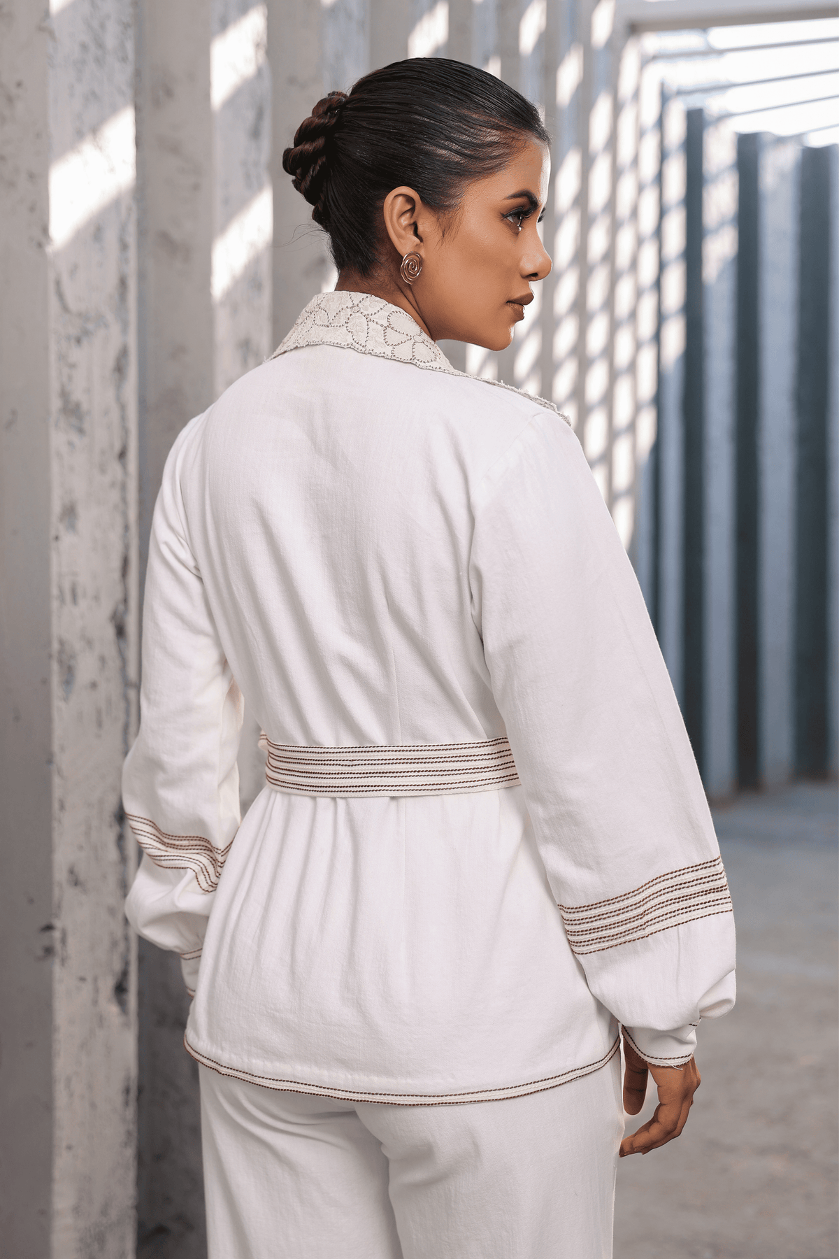 Azure Jacket Style Co-ord Set in White