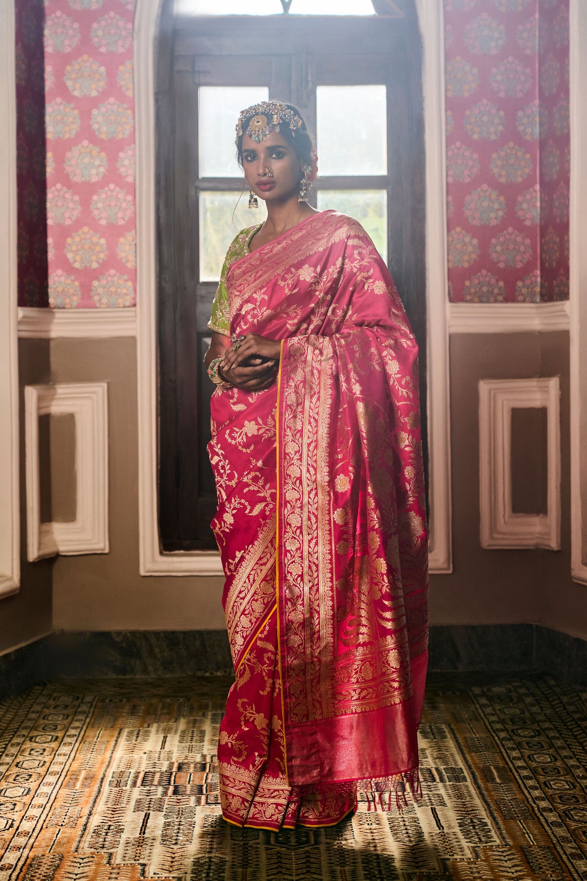 Jaal Manjari Rani Jangla Benarasi Handloom Sari