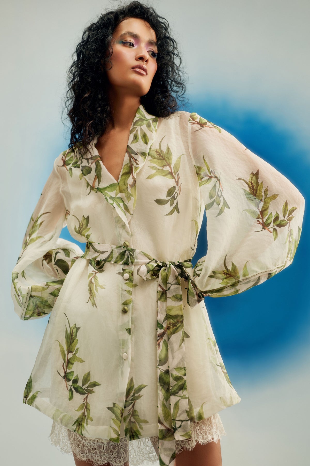 Organza Belted Trench Dress