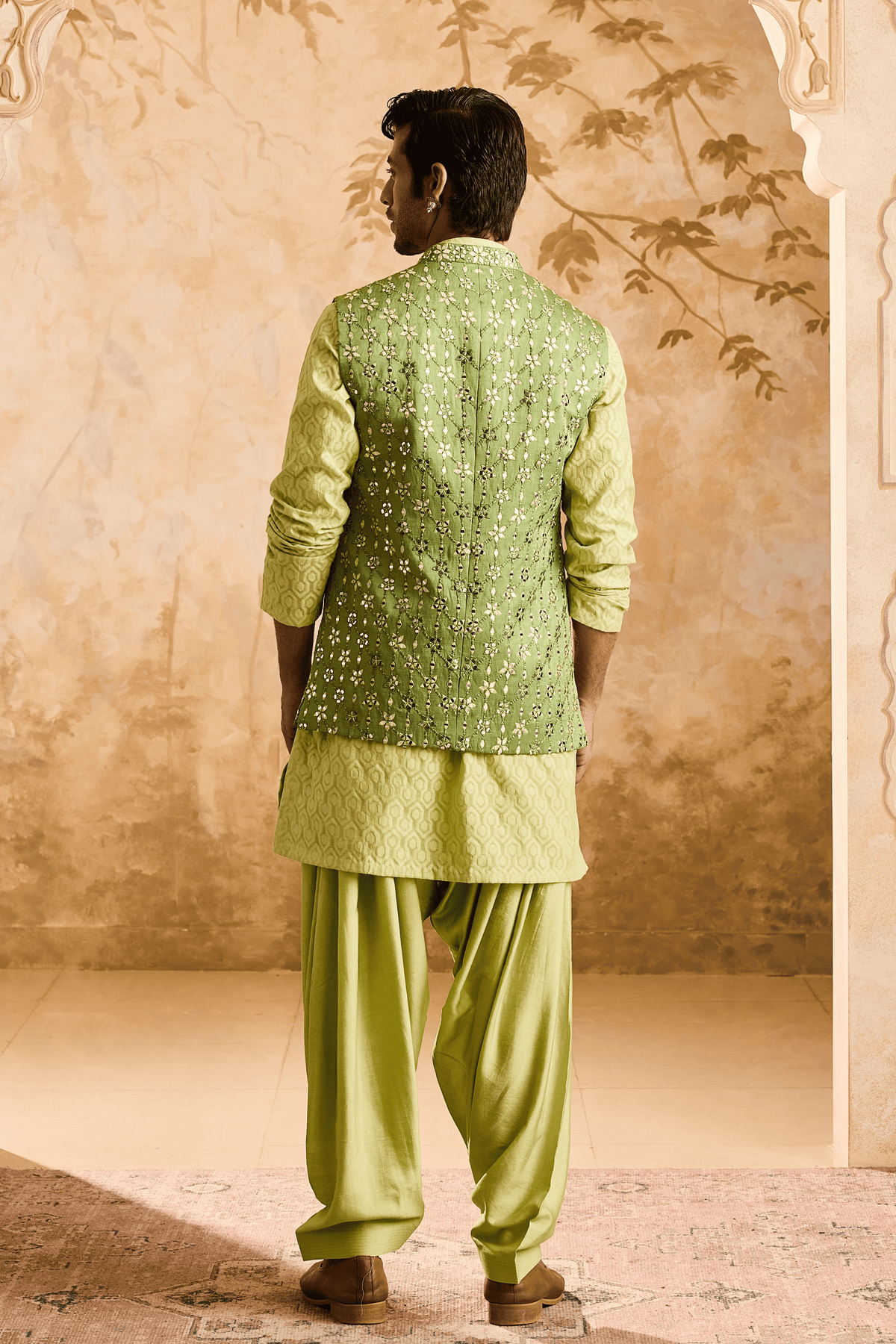 Light Green Nehru Jacket Kurta Set