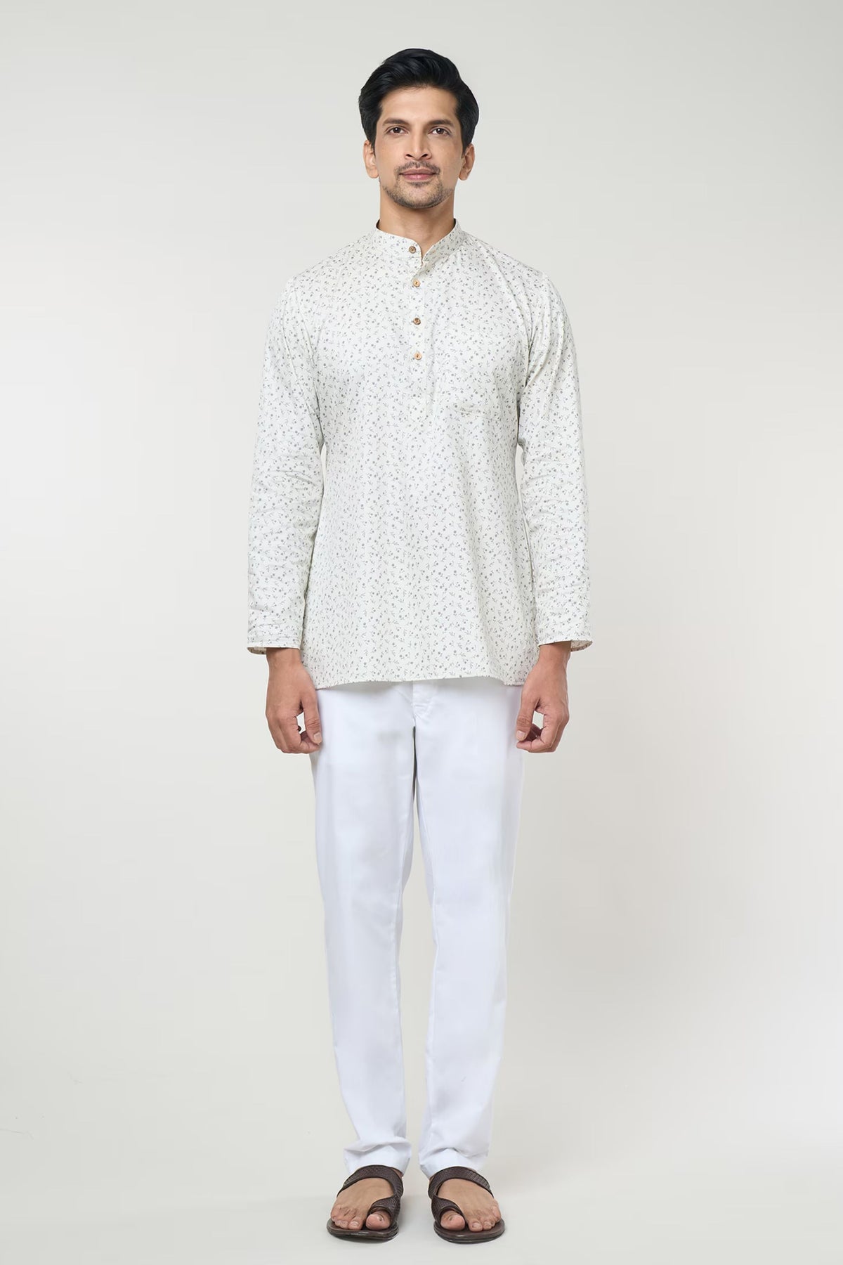 Cream Floral Printed Shirt Set