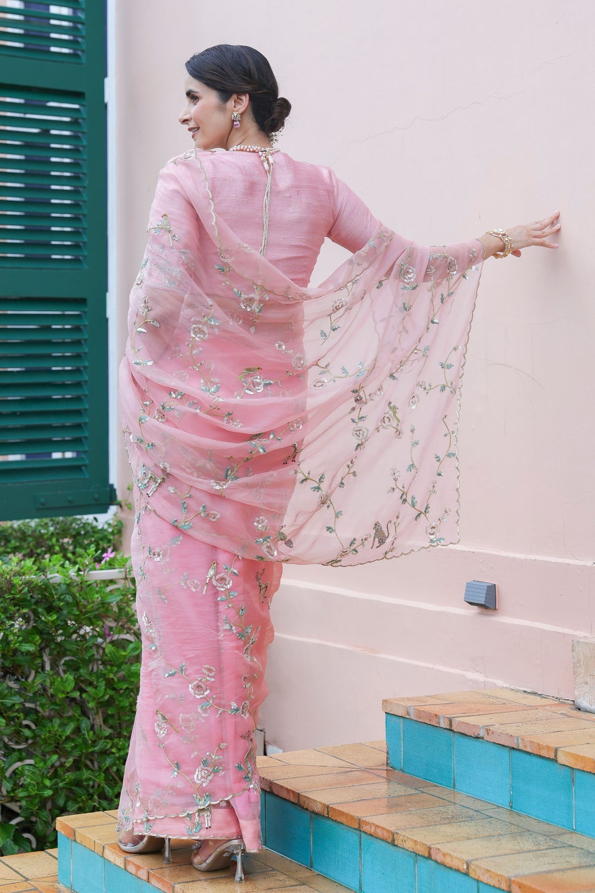 Jungle Walk Rose Saree Set