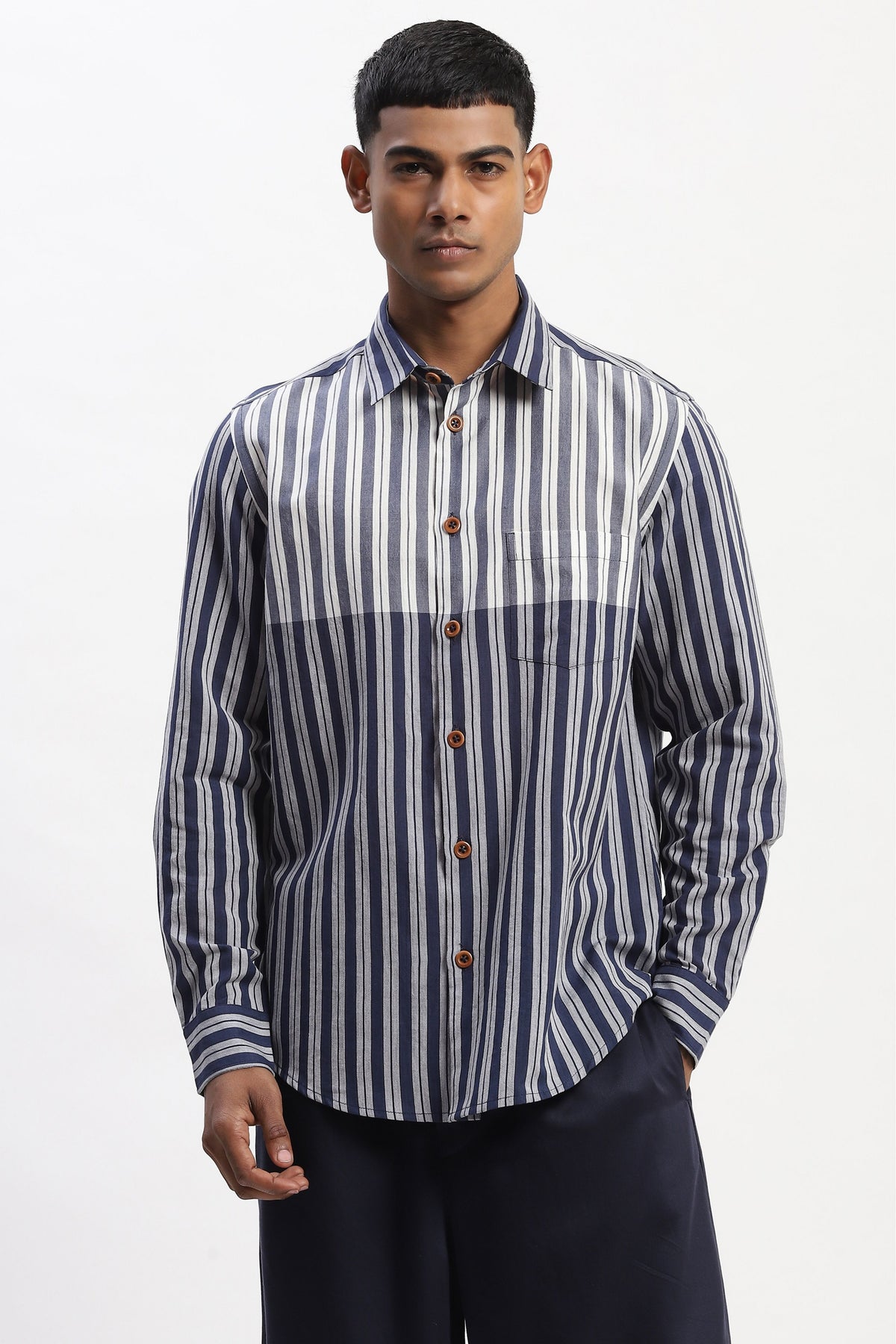 Navy Engineered Dual Woven Shirt