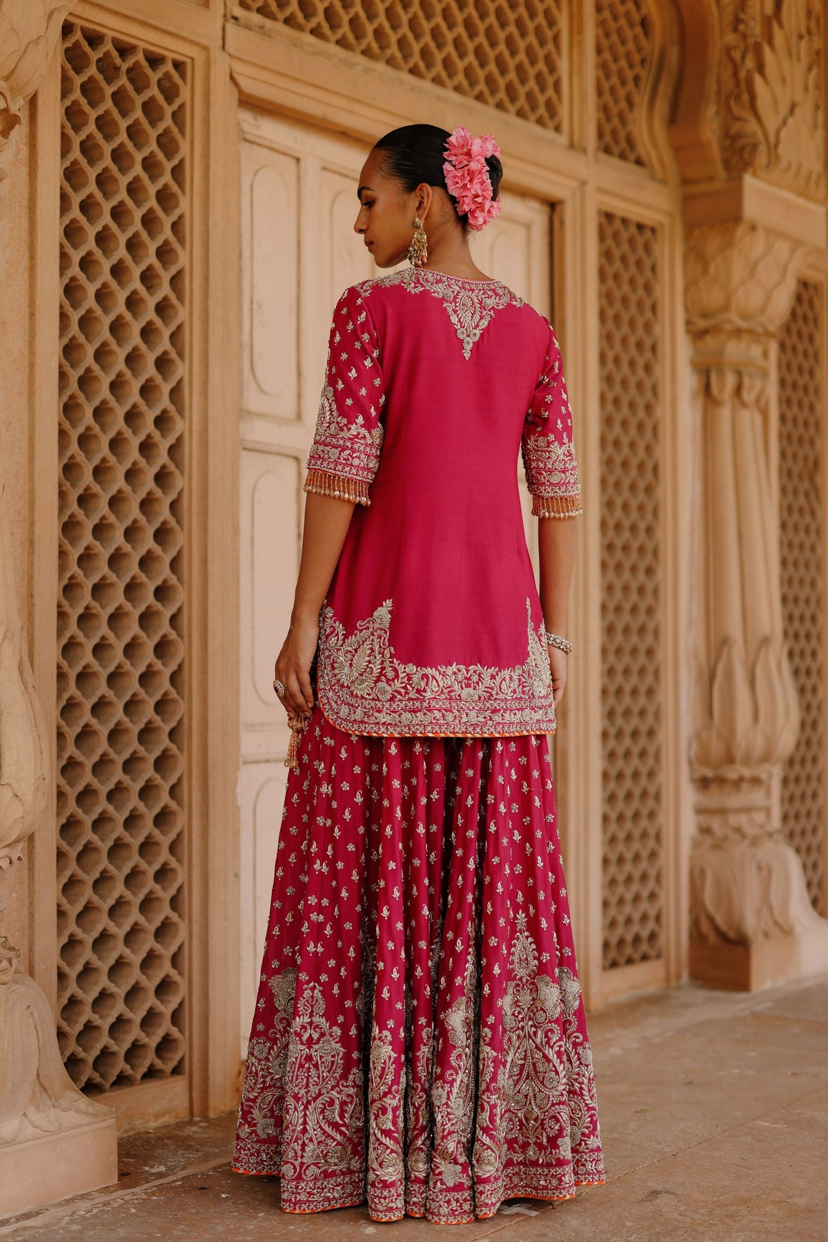 Maysam Hot Pink Sharara Set