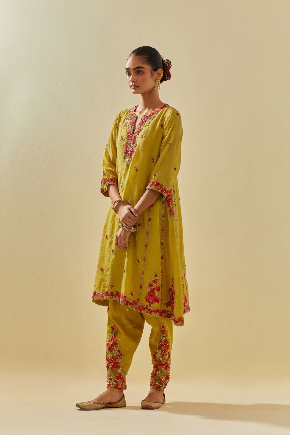 Yellow Short Kurta Set