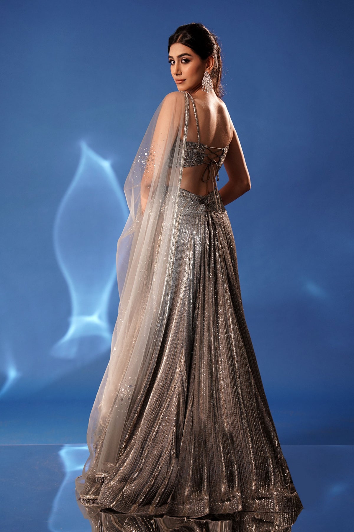 Soft Grey Embroidered Lehenga Set