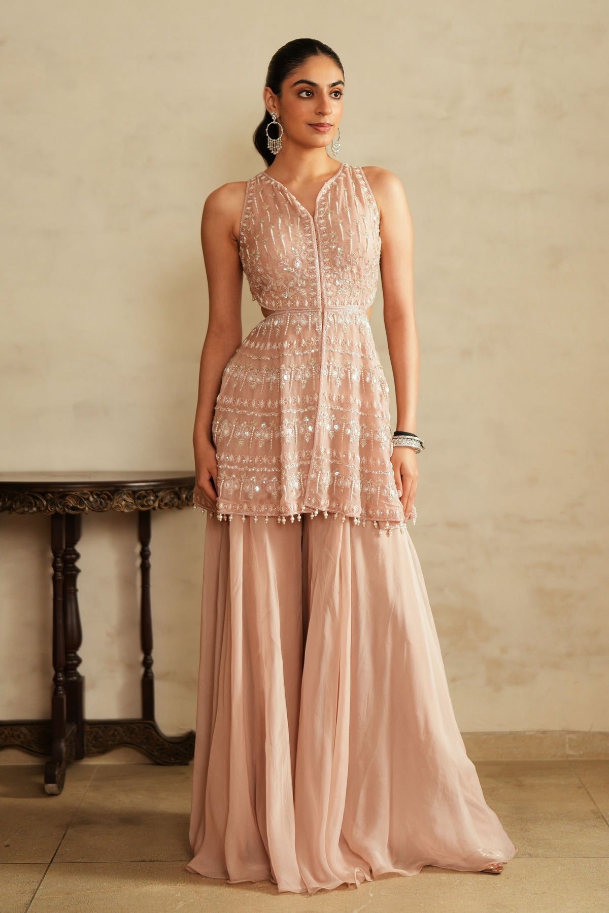 Salmon Pink Sharara Set