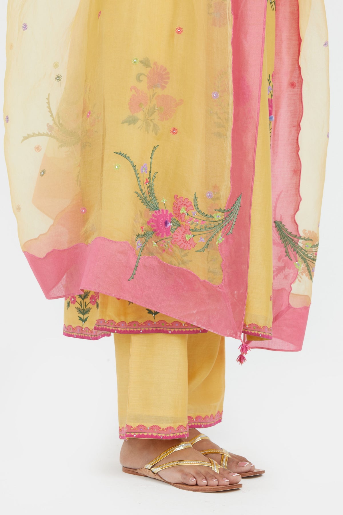 Yellow Silk Straight Kurta Set