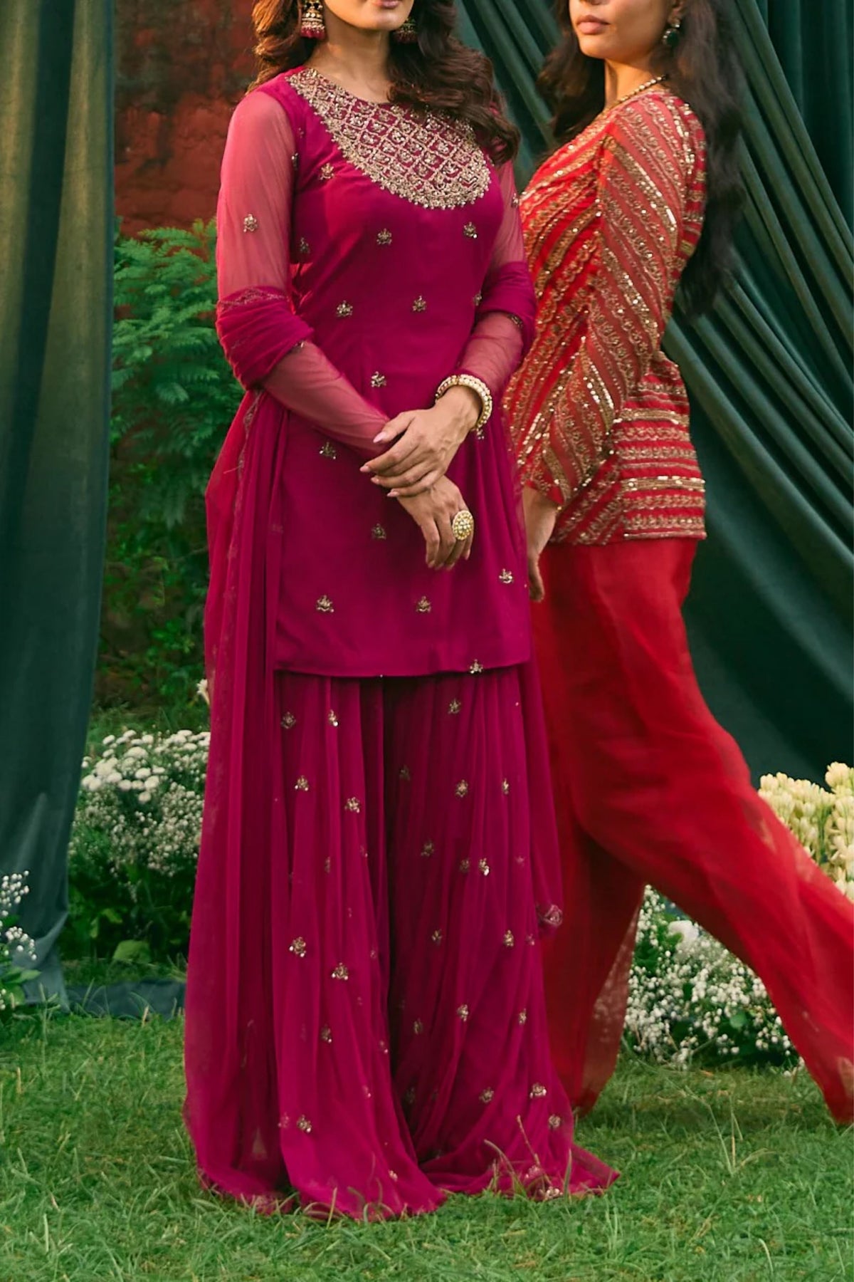 Caramine Pink Sharara Set