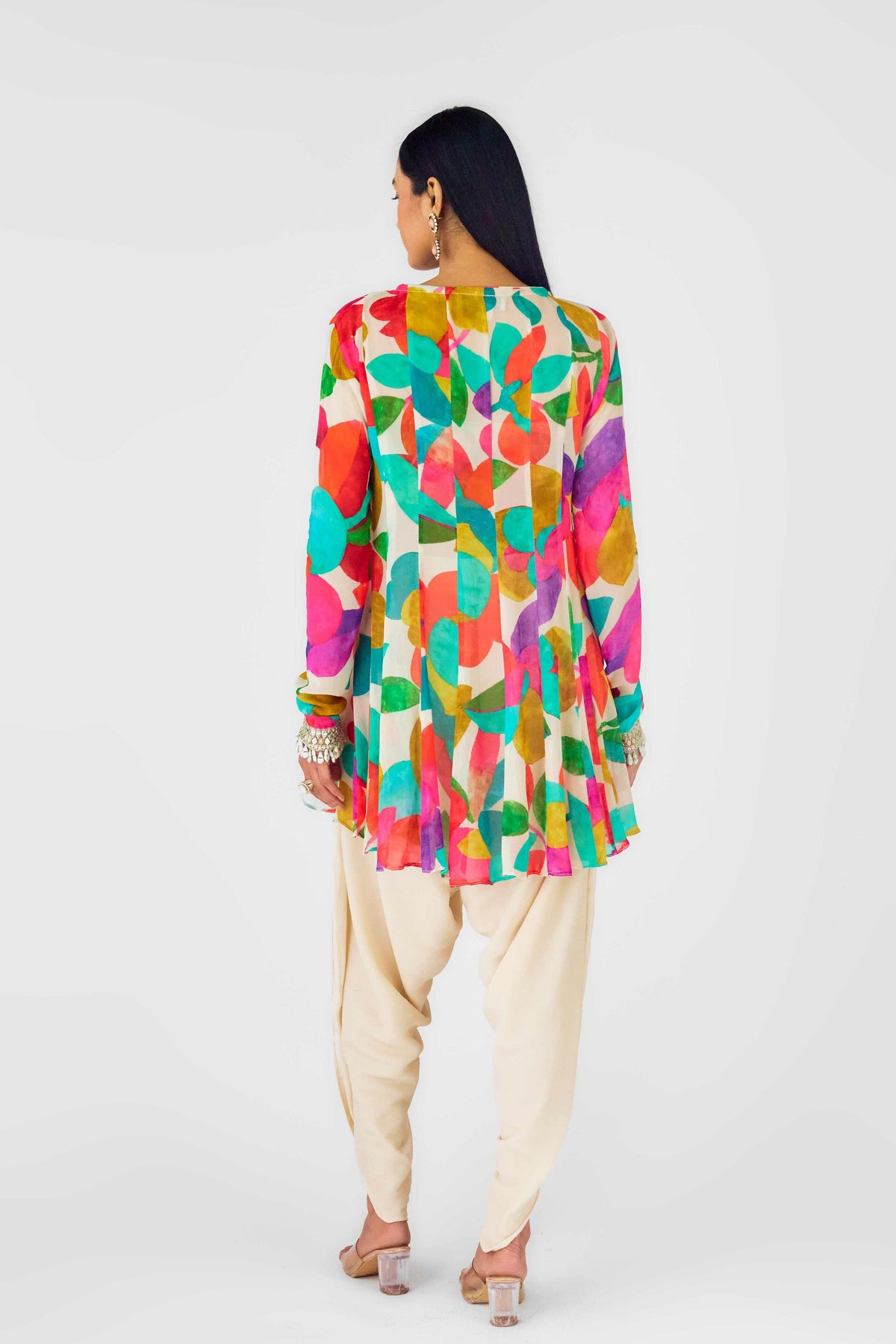 Multicolor Abstract Dhoti Set