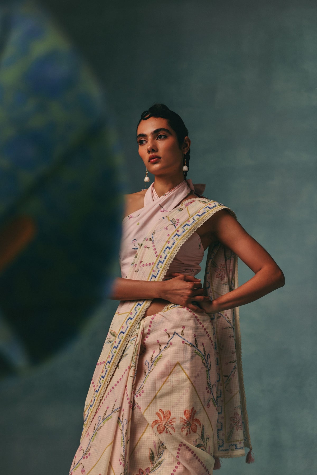 Hibiscus Colourblock Saree