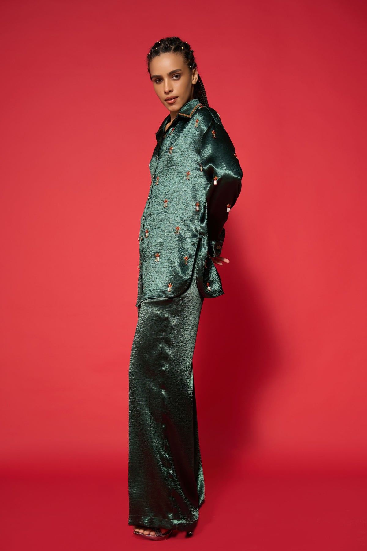 Elka Embroidered Shirt With Pants Set