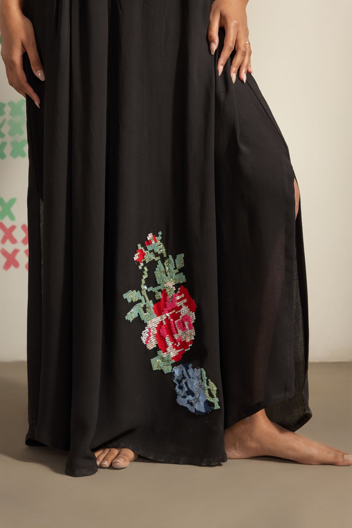 Black Bloom Kaftan