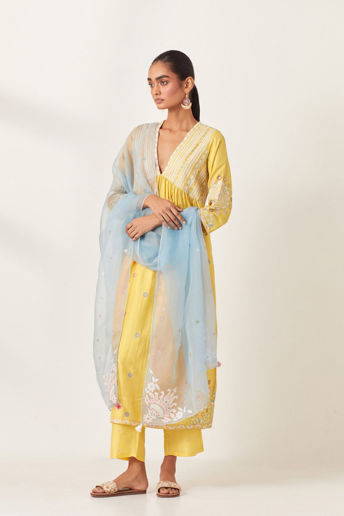 Yellow Silk Kurta Dress Set