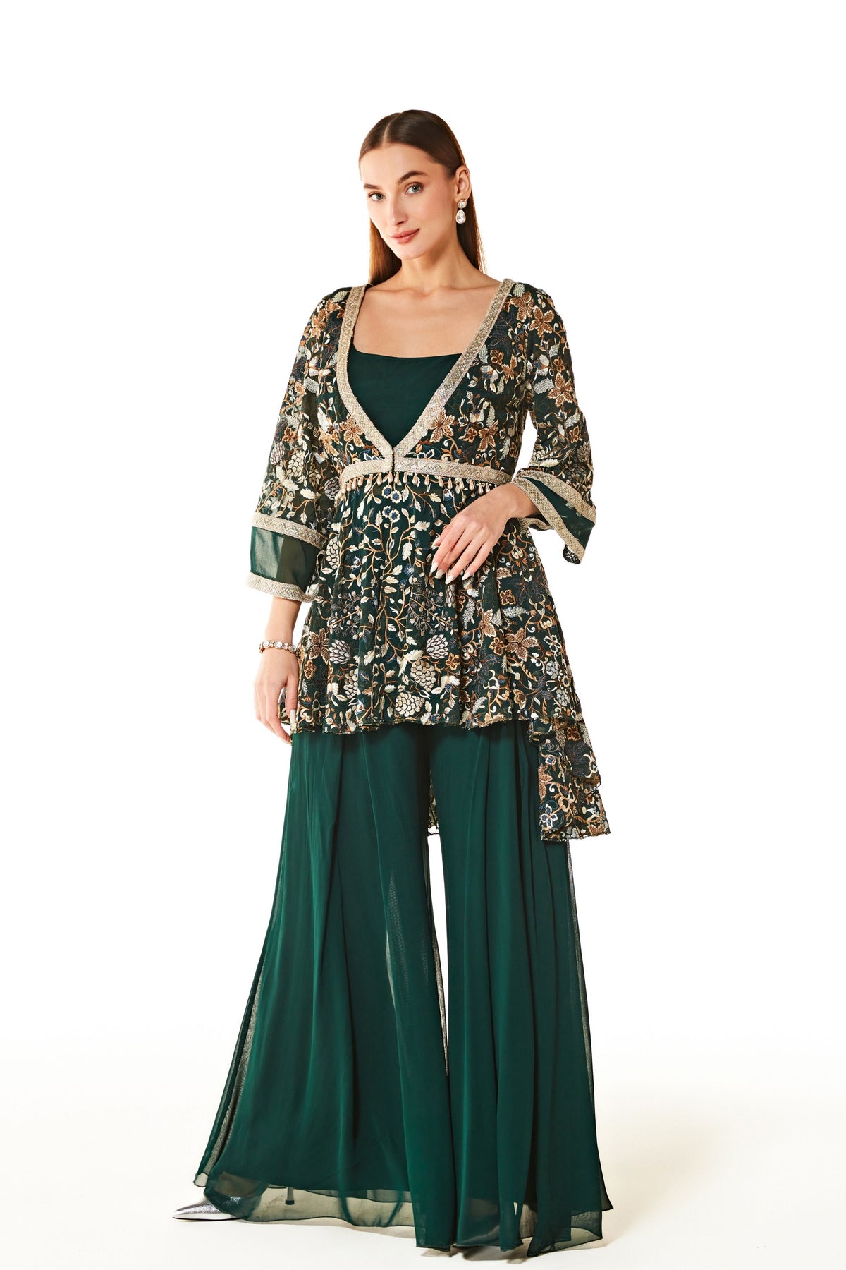 Dalia Forest Green Sharara Set