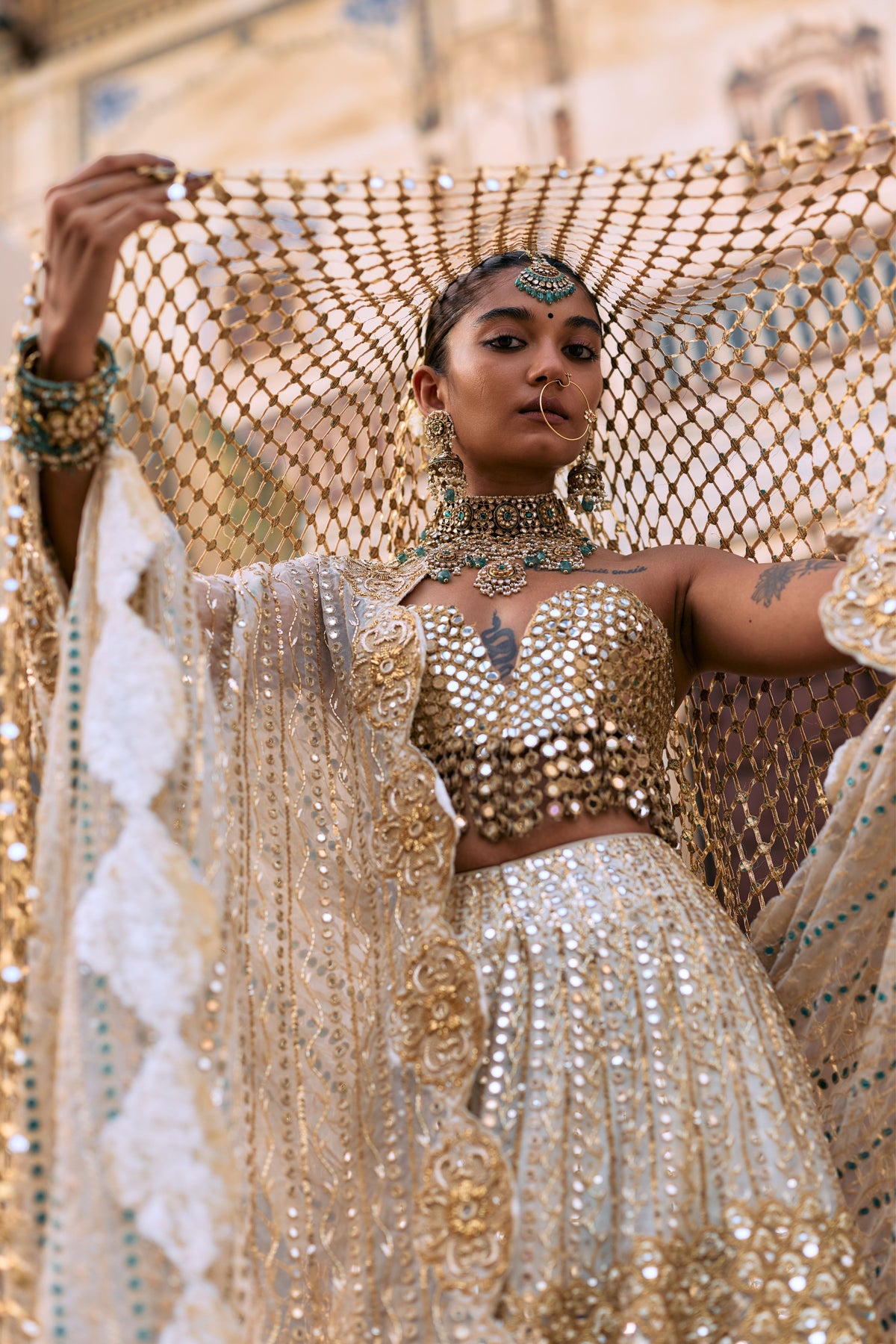 Rajbaraat Lehenga with Sheeshya Veil